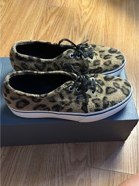 VANS AUTHENTIC Fuzzy Leopard Platform 2.0 Sneakers-Ribbon Laces-Women Size 10EUC